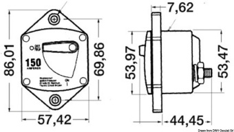 Osculati 02.700.10 - Автоматический врезной выключатель 70 А для защиты лебёдок и подруливающих устройств