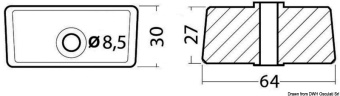 Osculati 43.317.22 - Магниевый анод-брусок Johnson/Evinrude/OMC 377768 для дейдвудов 64x30x27мм