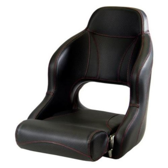 Vetus CHSPORTTB PILOT, sports helm seat with flip up squab, traffic black with red stitching