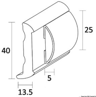 Osculati 44.061.25 - Основание привального бруса стандартное Tessilmare SPH25W24M SPHAERA 25 40x12,5мм из белого ПВХ 24м