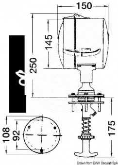 Osculati 13.242.12 - Прожектор дальнего света DHR с регулируемым изнутри углом поворота 12 В 145 мм 