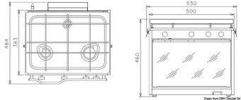 Osculati 50.385.00 - TECHIMPEX XL3 — плита с тремя конфорками и духовкой. 530 x 484 x 460 мм