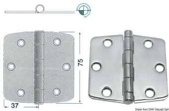 Osculati 38.440.09 - Фрикционная петля для люков/крышек рундуков/дверей 74x75x2мм из полированной нержавеющей стали AISI316 (2 шт)