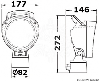 Osculati 13.235.10 - Съемный переносной прожектор с шарнирным креплением 12/24 В 