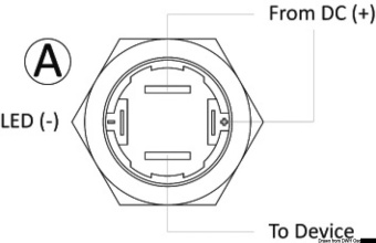 Osculati 14.215.02 - Выключатель кнопочный Flat 20А 12B IP67 красный светодиод ON-OFF