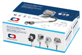 Osculati 15.248.80 - Встраиваемый палубный душ New Edge Ø70x40,5мм с лейкой Boris и шлангом из нержавеющей стали 2,5м в белом корпусе с крышкой из нержавеющей стали