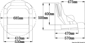 Osculati 48.410.17 - Эргономичное мягкое сиденье с откидной крышкой H52R UP 