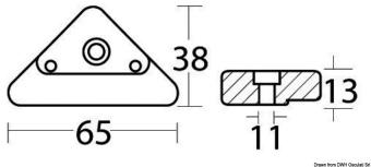 Osculati 43.553.11 - Магниевый треугольный анод 872793 для моторов Volvo Penta DPX 65x38x13 мм