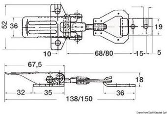 Osculati 38.210.00 - Регулируемая рычажная защелка из нержавеющей стали 150x52x18 мм 110 кг