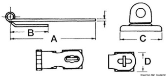Osculati 38.441.13- S - Запоры рундуков 91x29 мм (Блистер 1 шт.) 