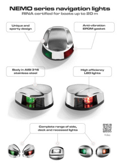 Osculati 11.470.01 - NEMO LED навигационные огни  - левый+правый 112,5° вертикальное крепление