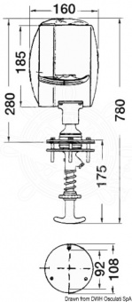 Osculati 13.342.24 - Прожектор дальнего света DHR с регулируемым изнутри углом поворота 24 В 185 мм