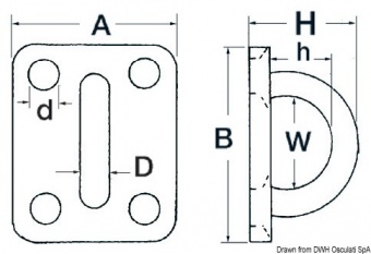 Osculati 39.320.06 - Обушки с прямоугольным основанием из нержавеющей стали 6 мм 