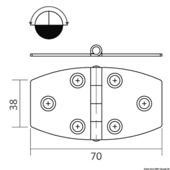 Osculati 38.491.00 - Петля симметричная из нержавеющей стали 70 x 38 x 1,7 мм (6 шт)