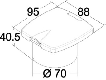 Osculati 15.248.60BU - Встраиваемый палубный душ New Edge Ø70x40,5мм с лейкой Boris и нейлоновым шлангом 2,5м в корпусе с крышкой из белого пластика (10 штук)
