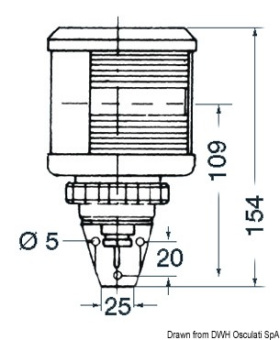 Osculati 11.420.03 - DHR навигационный огонь с кронштейном для установки на стену, носовой белый 225 ° , мощностью 25 Вт. для судов до 20м