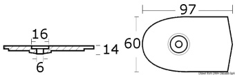 Osculati 43.259.01 - Цинковый анод-пластина Yamaha 6G1-45251-03/6N0-65251-00 для моторов 6/8 л.с. 97x60x13 мм