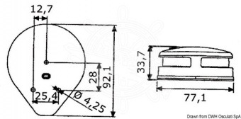 Osculati 11.041.21 -Навигационный огнь Evoled для крепления на горизонтальной поверхности с экономичным светодиодным источником света двухцветный 112,5° + 112,5° 