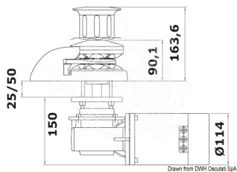 Osculati 02.404.46 - Italwinch Smart Plus лебедка 1500 Вт 12 В - цепь 10 мм, с барабаном