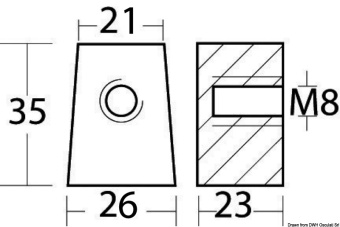 Osculati 43.260.51 - Магниевый анод Yamaha/Selva 67C-45251-00/63D-45251-10 для моторов 30-60 л.с. 35x26x23 мм