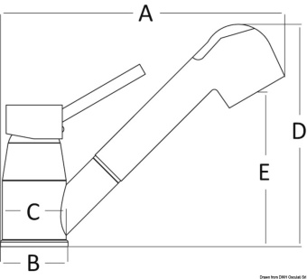 Osculati 17.006.00 - Смеситель Diana керамический поворотный с выдвижной душевой лейкой, два положения регулировки струи 