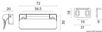 Osculati 38.191.00 - Ручка для дверец 72x30x20 мм 