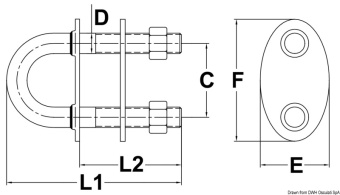Osculati 39.127.20 - Болт-скоба U-образная De Luxe с увеличенной основной и ответной пластиной, конусные концы 109 x 12.7 мм (1 компл. по 1 шт.)