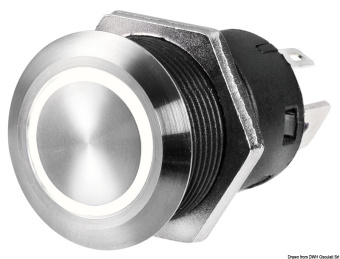 Osculati 14.215.05 - Выключатель кнопочный Flat 20А 12B IP67 белый светодиод (ON)-OFF