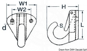 Osculati 09.172.01 - Крюк с защелкой на плоском основании 27 мм (10 шт.)