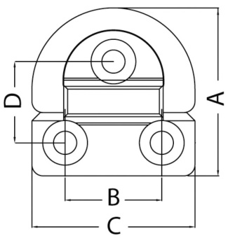 Osculati 39.870.02 - Складной обушок "folding pad eyes" с кованым кольцом HR 59x61 мм 8 мм - Одинарный средний 