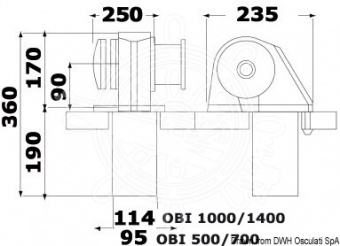 Osculati 02.408.11 - Лебедка ITALWINCH Obi 1500W, 24V, 10 мм, барабан и турачка 