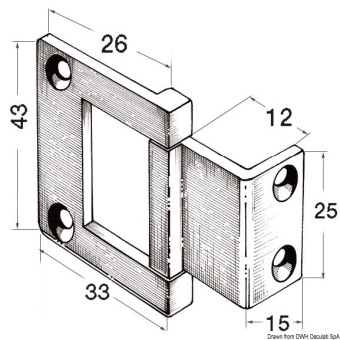 Osculati 38.924.00 - Петля для шкафов и дверей из нержавеющей стали 43x33 мм (2 шт)