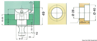 Osculati 38.185.01 - Корпус защелки 30x40 мм для выдвижных ящиков до 10 кг Sugatsune Pkl-S/Wht Push Knob (3 шт)