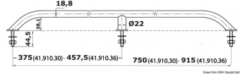 Osculati 41.910.30 - Поручень из трубы овального сечения из нержавеющей стали 750x58 мм 