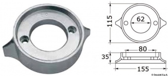 Osculati 43.528.10 - Алюминиевый кольцевой анод Volvo 280/290 