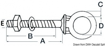 Osculati 39.181.02 - Рым-болт из нержавеющей стали 6x60 мм (10 шт.)