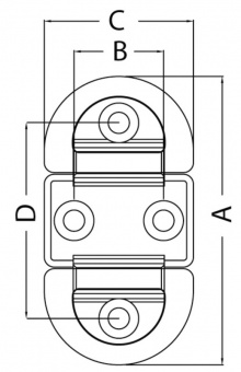 Osculati 39.871.01 - Складной обушок "folding pad eyes" с кованым кольцом HR 45x87 мм 6 мм - Двойной малый 