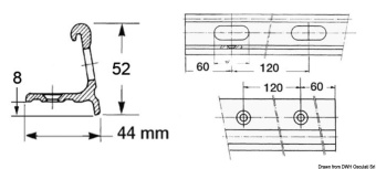 Osculati 62.410.01 - Профиль планшира из алюминия 44 х 52 мм 80° 6 м