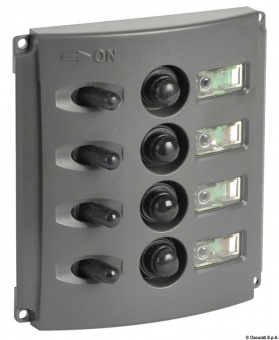 Osculati 14.850.04 - Электрический щиток влагозащищенный IP65 с 4 тумблерами 12В 37А 124x115 мм