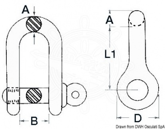 Osculati 08.221.06 - Такелажные скобы подковообразные с невыпадающим штифтом 6 мм (10 шт.)