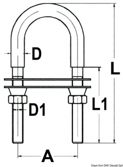 Osculati 39.123.03 - U-образный болт-скоба из нержавеющей стали с самоконтрящейся гайкой M12 