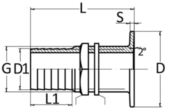 Osculati 17.424.01 - Штуцер слива в море с плоской кромкой и оливой под шланг 1/2"x19 
