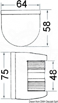 Osculati 11.414.01 -Навигационный огонь Utility 85 из нержавеющей стали, красный бортовой левый 112,5° 