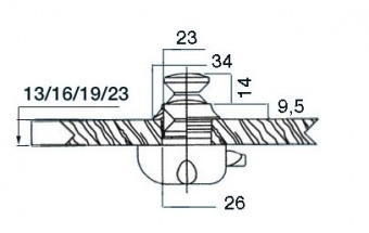 Osculati 38.181.02 - Кнопка из хромированной латуни 16 мм 
