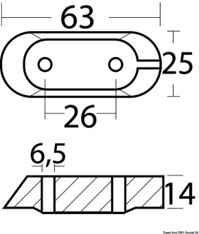 Osculati 43.260.43 - Цинковый анод Yamaha 65W-45251-00/6EO-4525112 для четырехтактных моторов 8-70 л.с. 63x25x26 мм