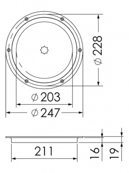 Osculati 20.100.50 - Герметичный инспекционный люк Osculati с системой быстрого открытия 203 мм