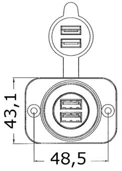 Osculati 14.516.11 - Двойной разъем USB 12/24В выходы 5В 2,1А из белого полиамида