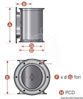 Osculati 02.043.02 - Тоннель LEWMAR для кормового подруливающего устройства Ø 185 мм 