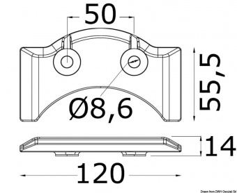 Osculati 43.254.60 - Пластина для угловых колонок (цинк) Yamaha 
