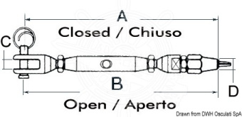 Osculati 07.196.07 - Талреп из нержавеющей стали AISI 316 для троса Parafil диаметром 7 мм